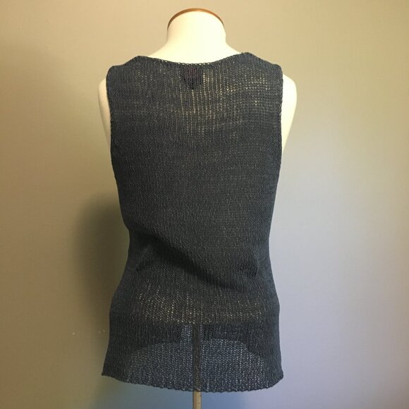 Vintage Colour Works Blue Sleeveless Mother of Pearl Button Knit Cardigan - Picture 4 of 14